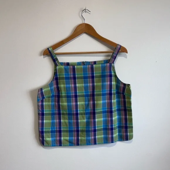 Vintage GAP 90’s cotton XL Colorful Plaid Sleeveless Top - Picture 1 of 4